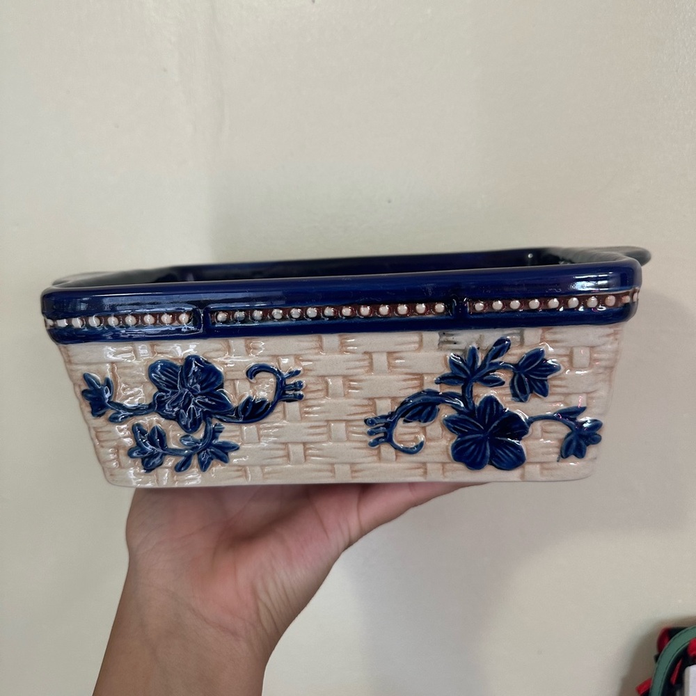 Temp-Tations Floral Blue Bakeware Dish